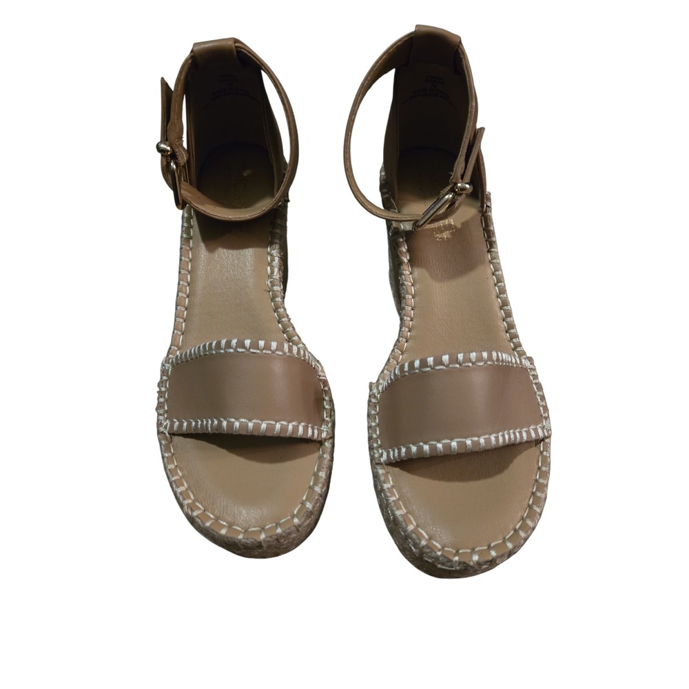 Michael Shannon Garda Espadrille Wedge Sandals Tan‎ Leather Ankle Strap   7.5 - Picture 3 of 7